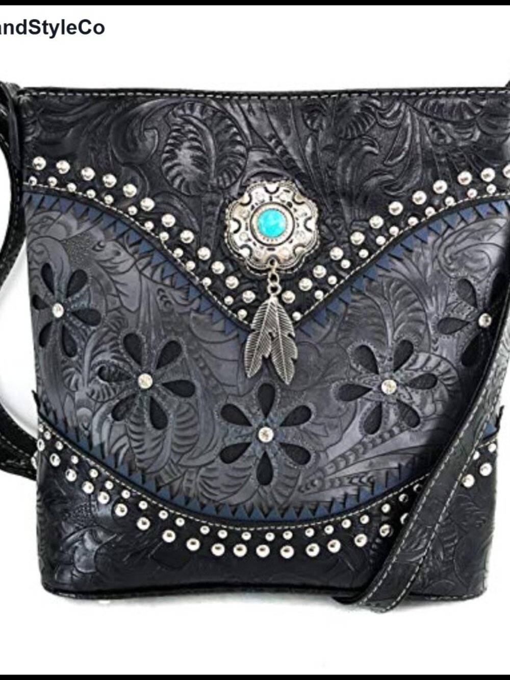 Floral Western PU Tooled Leather Concealed Carry Crossbody Messenger Bag